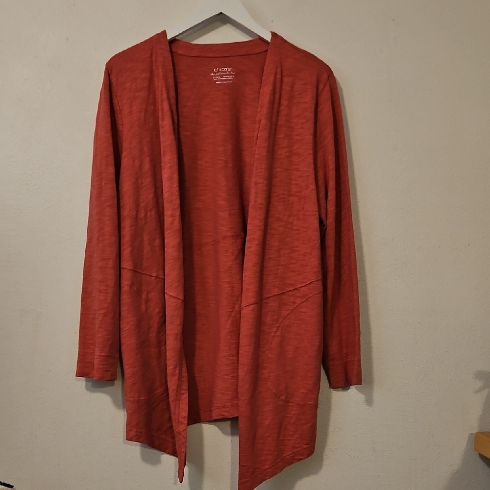Chico's Open Drape Cardigan in Terracotta